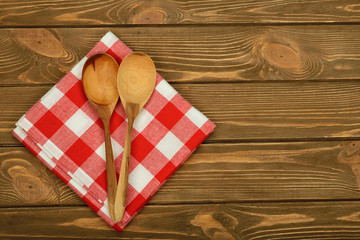 Wooden spoon and napkin