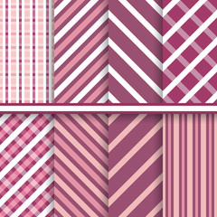 Dark elegant stripes vector seamless patterns set