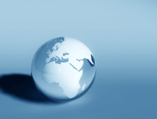 Obraz na płótnie Canvas World globe blue glass