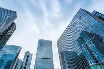 modern glass buildings closeup