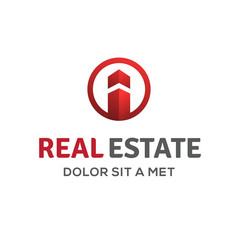 Letter I real estate sign logo icon  with house and arrow.