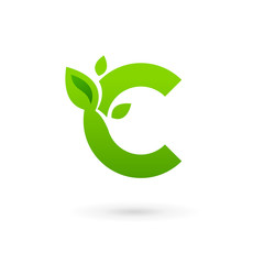 Letter C eco leaves logo icon design template elements.