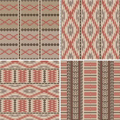 Set of abstract geometric ornamental patterns in ethnic style