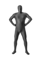 man in a grey body suit