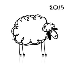 Sheep sketch, symbol of new year 2015