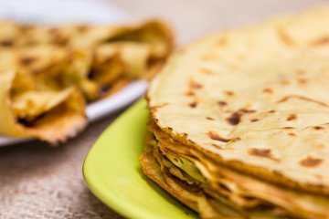 Fresh pancakes on plate