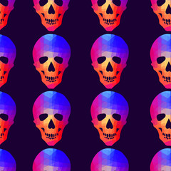Seamless background with geometric skull