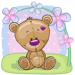 Obraz na płótnie Canvas Teddy Bear with flowers