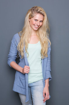 Attractive young blond woman smiling