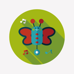 Butterfly music toy flat icon with long shadow,eps10