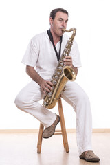 Obraz na płótnie Canvas musician with saxophone