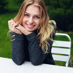 Woman smiling outdoor portrait