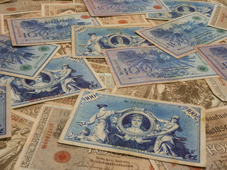 Naklejka premium alte antike deutsche banknoten, geldscheine