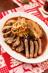 roasted meat on Christmas table