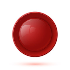 Red glossy button icon isolated on white background