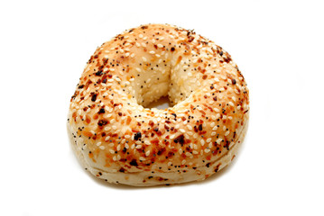 Everything Bagel Isolated Over a White Background