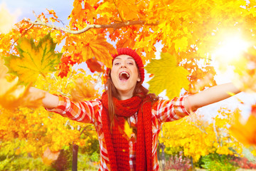 autumn laughing girl