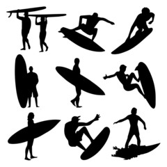 Surfers Silhouettes