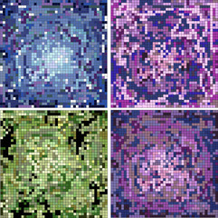 abstract square pixel mosaic backgrounds set