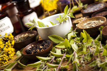 Assorted natural medical herbs 