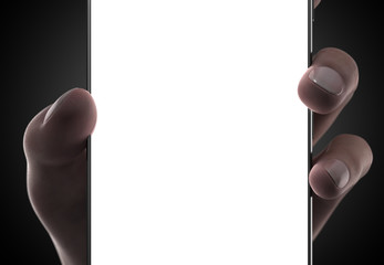 Custom blank screen smartphone in woman hand