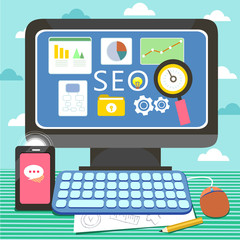 flat design for search engine and website optimization