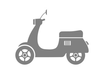 Grey scooter icon on white background