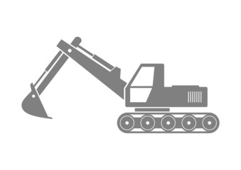 Grey excavator icon on white background