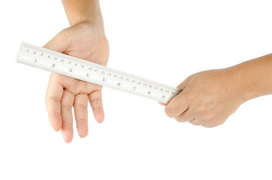 Hand Hold Ruler Hit Another Hand