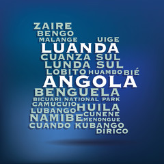 Angola map made with name of cities