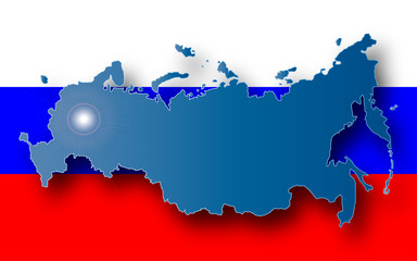 Fototapeta premium Russia map on flag background
