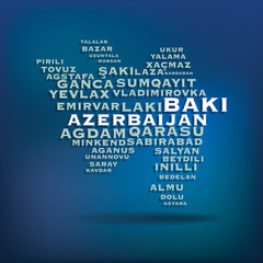 Azerbaijan map made with name of cities