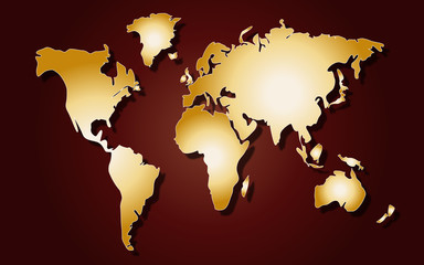 Fototapeta na wymiar World map on red background
