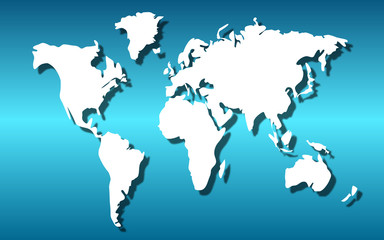 World map on blue background