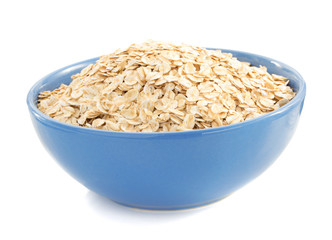 bowl of oat flake on white