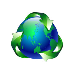 vector illustration Isolated of a clean green blue planet recycl