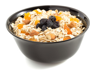 bowl of cereals muesli on white