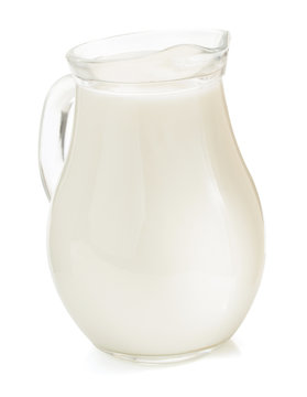 milk in jug  on white