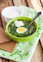 Cold sorrel soup with egg
