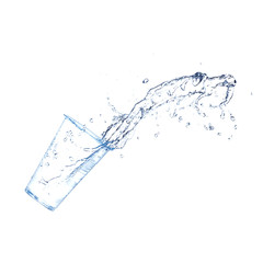 Fototapeta na wymiar Drinking water splash from falling plastic glass