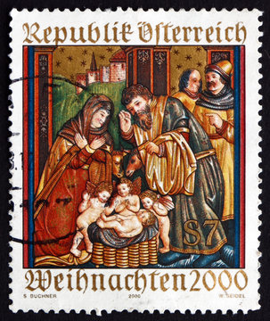 Postage stamp Austria 2000 Altar Sidewing, Christmas