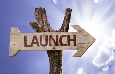 Launch sign with a beautiful day on background