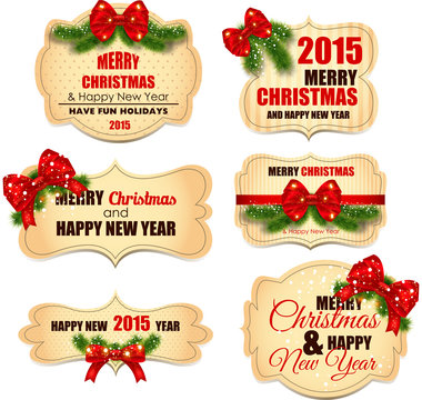 Merry X-mas and Happy New Year labels