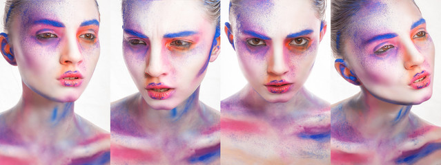 beautiful young woman with creative make-up, beauty portrait