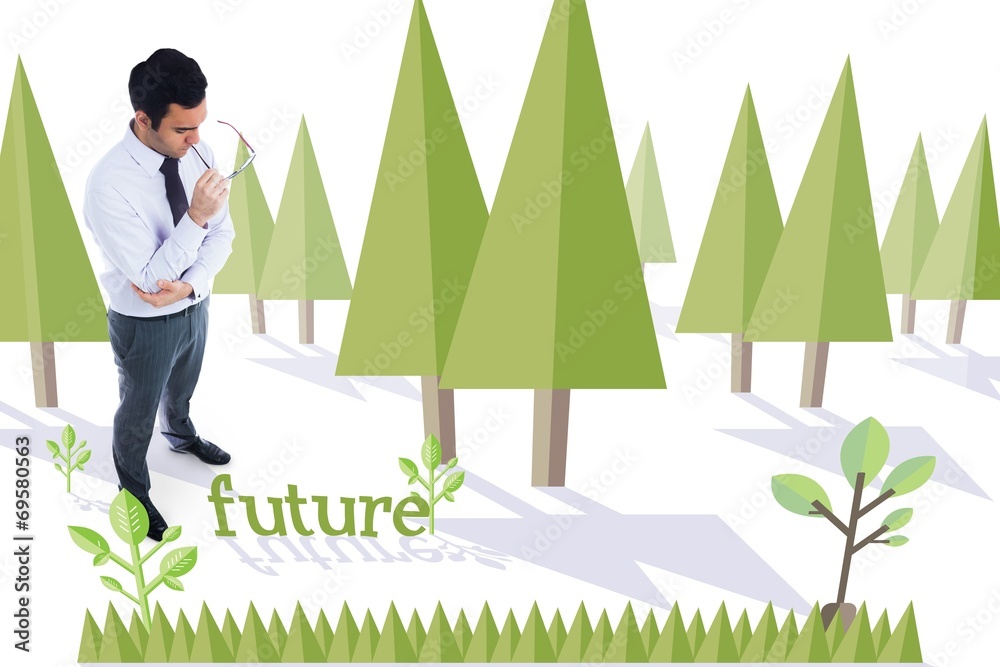 Poster future against forest with trees