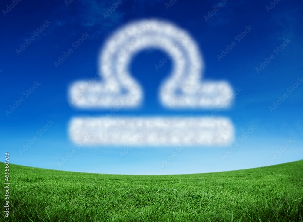 Poster composite image of cloud in shape of libra star sign