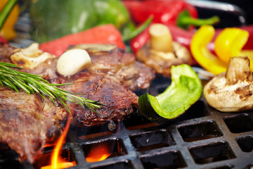 T-bone steak grilled on a barbecue