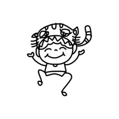 hand drawing happy kids