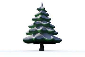 Digitally generated snowy Fir tree