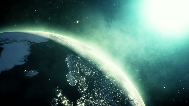 sunrise upon the earth by aerospace view